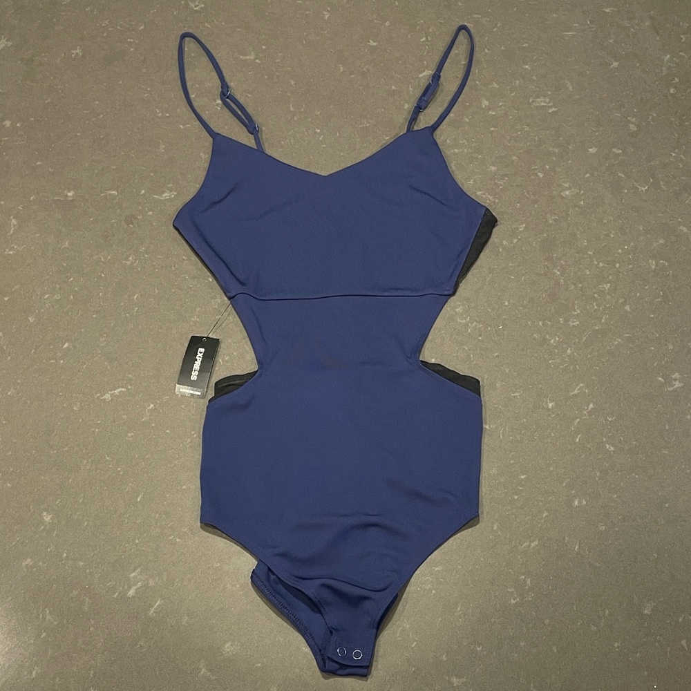 Express Cut Out Bodysuit with Mesh Medium NWT